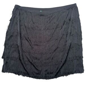 Lauren Ralph Lauren Woman Black Fringe Skirt 20W Flapper Knee Length Lined